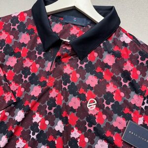 Extracurricular Andy Polo Mens‎ Large Cherry Red Floral Golf Shirt New NWT L